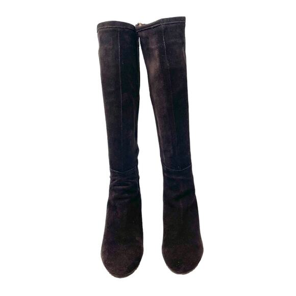 Pepe Jeans Suede Tall Wedge Heel Boots - Dark Brown - Size 40 - Picture 3 of 8